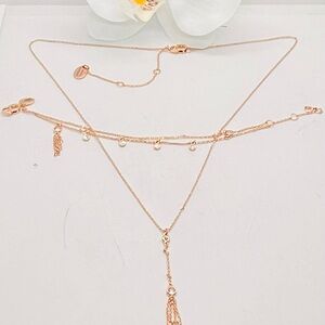NWOT, Juicy Couture Rose Gold Tone Double Chain Necklace & Bracelet, Set Of 2